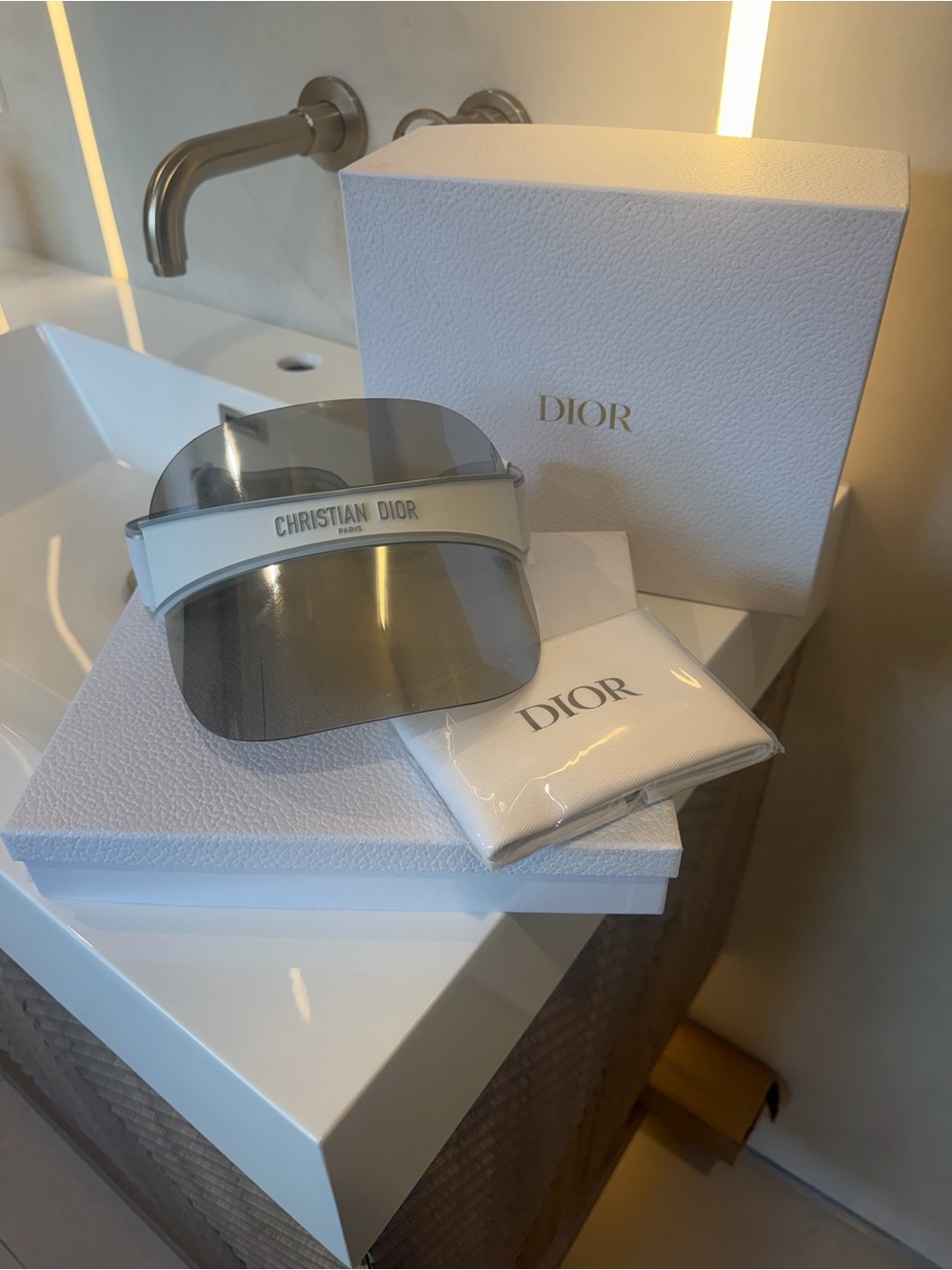 Dior White Branded Smoked Visor